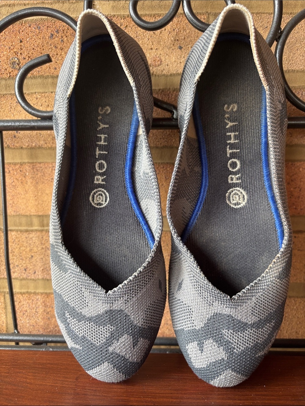 Rothy's Camo Print Gray Knit Round Toe  Ballet Flats 8.5